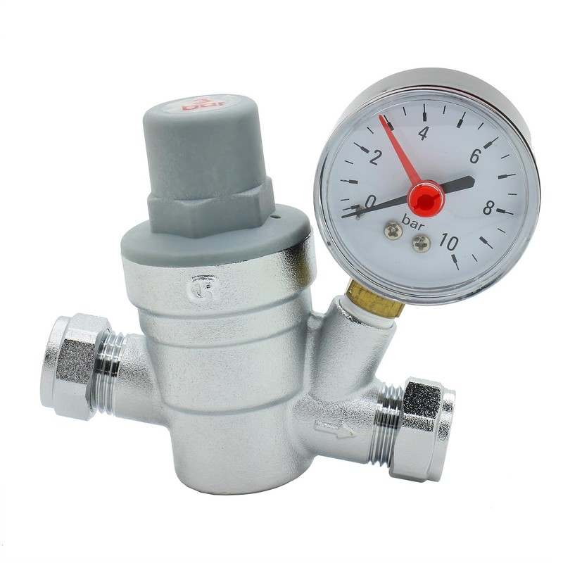 Adjustable Pressure Reducing Valve 15mm with 0-10 Bar Gauge