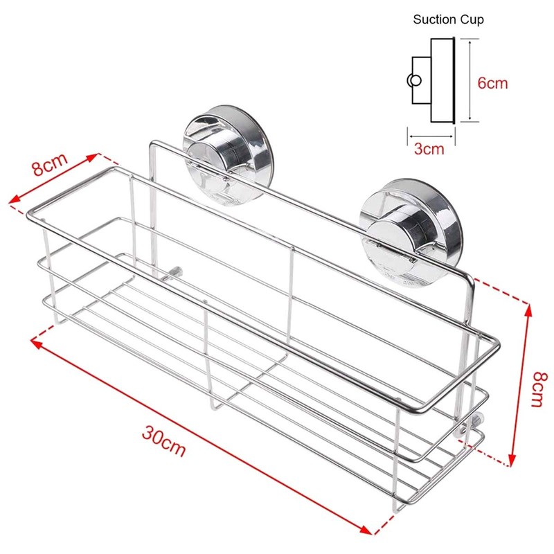 Strong Suction Cups Deep Shower Caddy Bath Shelf,Wall Mounted Rust-Free