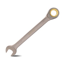Meccion Combination Wrench 1-1/8 Inch SAE Open End Ratcheting Wrench - Industrial Grade Gear Spanner with Grey Nickle Plated