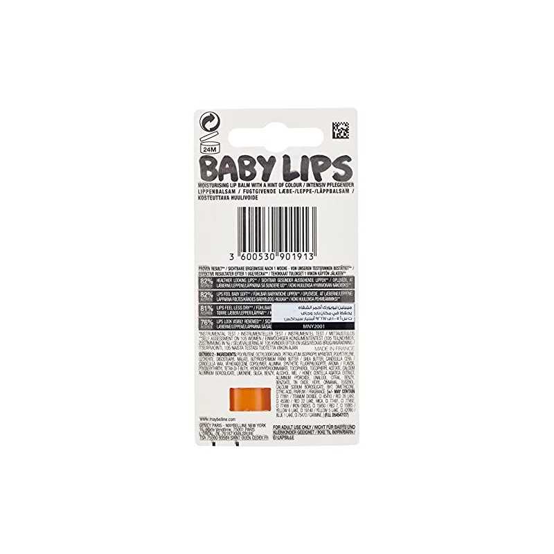 Maybelline New York Lippenpflege, Feuchtigkeitsspendender Pflegebalsam mit LSF20, Baby Lips,