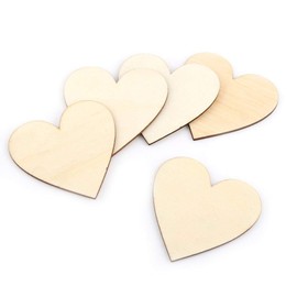 Akozon Wooden Love Heart Shape Embellishment for Weddings Plaques DIY Art Craft Love Card Making for Decoration(80mm 10pcs)