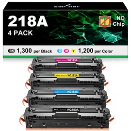 SAILNER 218A Toner Cartridges 4 Pack, 3301fdw Toner Replacement for HP 218A 218X W2180A Toner Cartridge Set for HP Color Laserjet Pro 3301cdw, 3301fdw, 3301sdw 3201dw Printer ( NO CHIP)