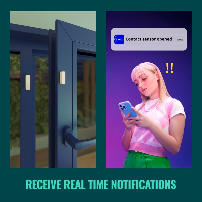 WiZ Contact Sensor – Home Monitoring, Home Automation, Real-Time Alerts,
