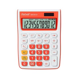 Rebell RE-SDC912OR Tischrechner SDC912, 12-stelliger Tischrechner für Büro und Zuhause, Dualbetrieb, orange