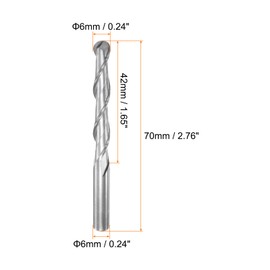 HARFINGTON 2pcs Ball Nose End Mill 6mm Diameter 42mm Cutting Length 6mm Shank High Speed Steel 2 Flutes Spiral Upcut CNC Router Bits