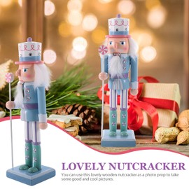 Gatuida Christmas Nutcracker Figure: Pastel Nutcracker Decorations 25cm Candy-themed Festival Nutcracker Soldier Collectible Decor Wooden Xmas Party Ornament