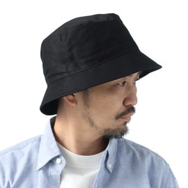 regnuu Men's Bucket Hat, Large Size, 24.4 inches (62 cm), 23.6 inches (60 cm), Large Size, Made in Japan, Hat, Women's, Golf, Spring, Summer, Autumn, Winter, Cotton, Black, 62 cm