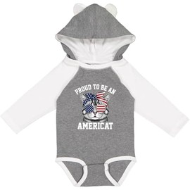 inktastic Proud To Be an Americat Long Sleeve Creeper 12 Months Granite & White W Ears 45b68
