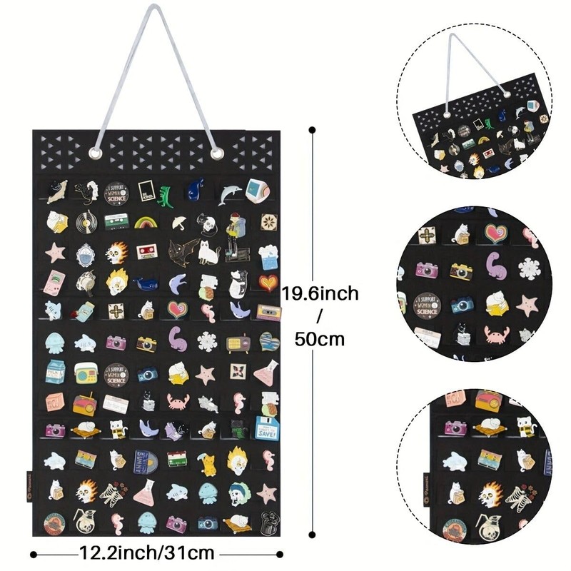 PACMAXI Hanging Brooch Pin Organizer, Display Pins Storage Case, Brooch