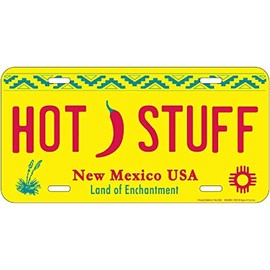 Signs 4 Fun Parody License Plate | NM Hot Stuff | 12” x 6” Decorative License Plate | Decoration Plate for Vehicle/Wall | Man Cave Decorations | Made in The USA