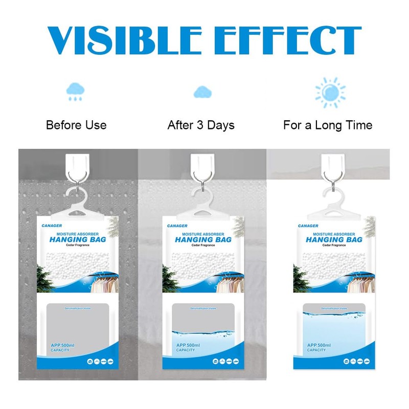 CANAGER Hanging Moisture Absorber,Cedar Fragrance Moistureproof Hanging Bag, Dehumidifier Bag