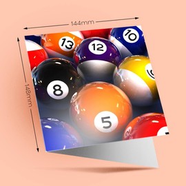 1 x Greeting Card Glossy Pool Balls Snooker Pub - Blank Birthday Celebration Anniversary #13156