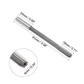 uxcell Chucking Reamer 6mm, H8 HSS Lathe Machine Reamer 6 Straight Flutes, Round Shank Milling Cutting Tool, Metric Reaming Drill Bit for Stainless Steel Metal Hole
