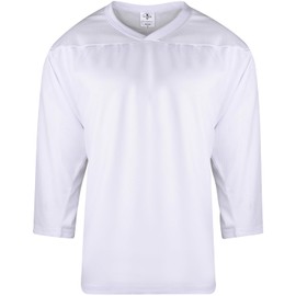 Exxact Sports Hockey Jerseys for Men, Hockey Practice Jersey Adult, Full Sleeve Hockey Blank Jersey, Ice Hockey Jersey (White, Adult Small)