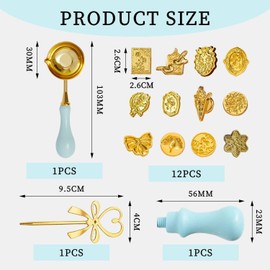 NXPWRC 1 Piece Of Fire Paint Seal Head, 1 Piece Of Fire Paint Seal Handle, 1 Piece Of Fire Paint Seal Spoon, 1 Piece Of Bow Stirrer, Retro Elegant Style, Diy Custom Seal