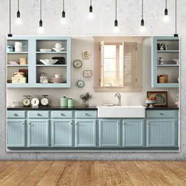 Leowefowa 10x8ft Kitchen Interior Backdrop Large Modern Kitchen Cooking Interior Background Luxious House Baking Room White Cabinet Stove Oven New Life Style Banner Decor Photo Supplies Prop