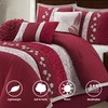 Wine Comforter Set King Size, 7 Piece Bedding Set for