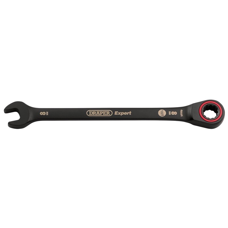 Draper 03879 Expert HI-TORQ Metric Ratchet Combination Spanner, 8mm, Black