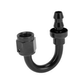 Hihaha AN4 180 Degree 1/4" ID Push Lock Hose Fitting End Aluminum Alloy Fuel Line Car Fuel Oil Hose End Fitting 1 Pc Black