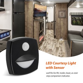 Dream Lighting RV Sensor Courtesy Lights 12v Caravan Boat Marine Step Deck Stairway Lamp Black Shell & Cool White