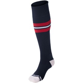 CHAMPRO Striped Baseball Socks, 1 Pair, Medium, Navy, Scarlet, White