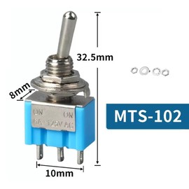 Wvzong 10Pcs Mini Toggle Switch SPDT 3 Pin ON/OFF 6A 125V - Compact Switch for Cars, Arduino, DIY Electronics, Dashboard, Home Appliances