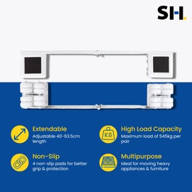 Shepherd Hardware 9601 Stamped Steel Adjustable Appliance Rollers, 2-Pack