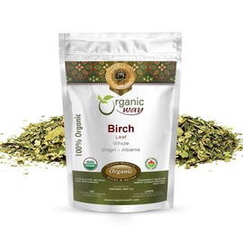 Organic Way Premium Dried Birch Leaf Whole (Betula pendula) - Organic & Kosher Certified | Raw, Vegan, Non GMO & Gluten Free | USDA Certified | Origin - Albania (1 LBS)