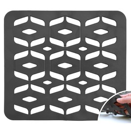 S&T INC. Sink Protectors for Kitchen Sink, Sink Mat Cushions Dishes and Protects Sinks from Damage, Raised Design, Dark Grey, 12.75 Inch x 11.25 Inch, 1 Pack
