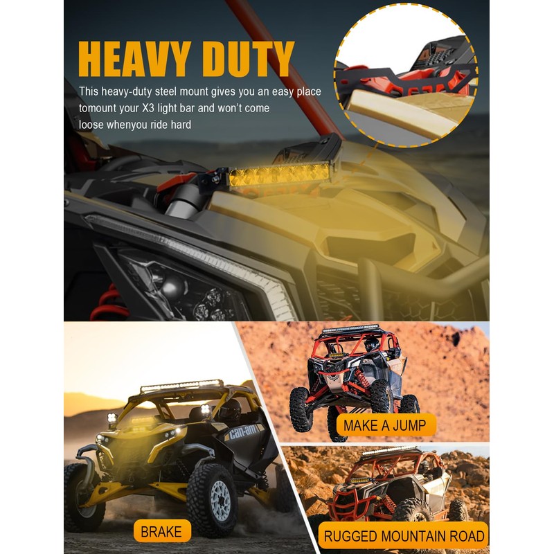 Chelhead Yellow Can Am X3 Light Bar Shock Tower Mount