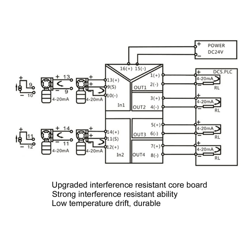 DC Signal Isolator 2 in 4 Out Current Transmitter 4‑20mA