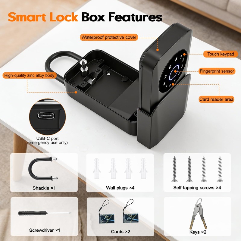 Smart Key Lockbox, Weatherproof & Portable Key Safe Outdoor, Master