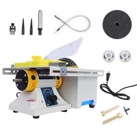 Electric Bench Buffer Polisher, Jewelry Lapidary Saw Mini Table Saws, Adjustable Speed 0-10000 RPM Grinder Polishing Machine for Cutting Rocks Wood Jade