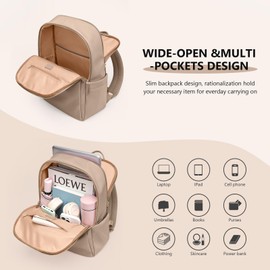 GOLF SUPAGS Women Backpack Casual Daypack for Work Travel College Backpack Purse Fits 14 Inch Notebook (Champagne), champagne color upgrade, 14 inches