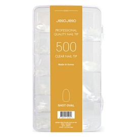 Jello Jello artificial nail tips 500p set, short oval transparent, 1 piece / 젤로젤로 인조 네일 팁 500p 세트, 숏오발 투명, 1개