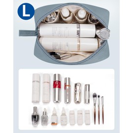 Narwey Large Makeup Bag Travel Cosmetic Bag Organizer Toiletry Bag Make Up Bags for Women (Greyish Blue, Large)