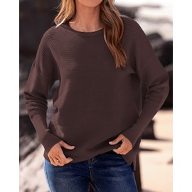 BTFBM Trendy Winter Sweater Christmas Sweater Long Sleeve Loose Fit Maternity Sweater Pullover Jumper Tops(Solid Coffee,X-Large)