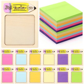 Resurhang 12 Set Teacher Appreciation Gifts Wooden Sticky Note Holder with Sticky Note Pads Teacher Office Supplies Thank You Gifts for Teacher Back to School First Day of School