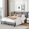 COSTWAY Queen Size Platform Bed Frame Heavy Duty w/Wingback Headboard