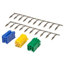 tomzz Audio 5800-090 Mini ISO Plug Set Green Yellow Blue Housing + 20 Contacts