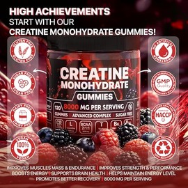 Creatine Monohydrate Gummies 120 Count - Creatine Gummies for Men and Women