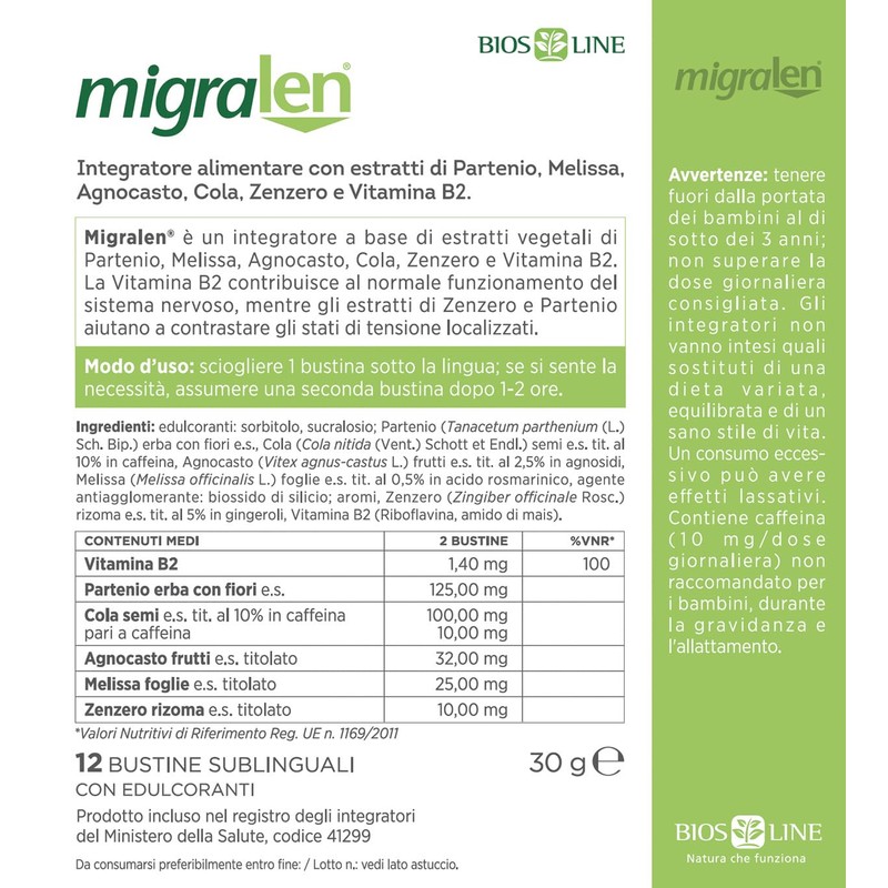 Migralen Natural Remedy Against Headaches 12 Sachets