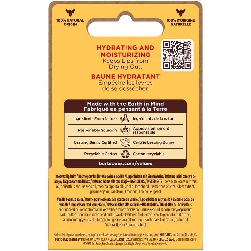 Burt's Bees Lip Balm Multipack, Lip Balm Set With Beeswax