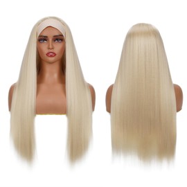 Rostationa 613 Blonde Headband Wig Human Hair Straight 22 Inches Human Hair Headband wig None Lace Front Wigs Human Hair Wig for Black Women Machine Made Wigs 150% Density wig?#613,ST,22Inch