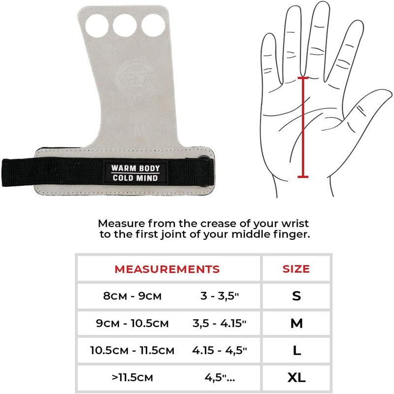 WARM BODY COLD MIND Leather Hand Grips - 3 Finger,