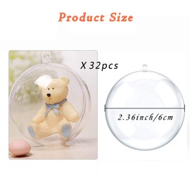 32 Pcs Clear Fillable Xmas Ball,Christmas Baubles,DIY Crafts Ornaments Christmas Tree Baubles Decoration for Christmas, Wedding, Party, Home Decor