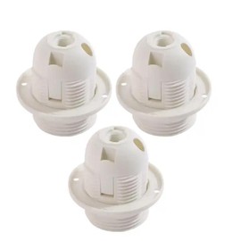 Keyless E26 Medium Base Phenolic Socket,TWDRTDD Industrial Retro US Standard Pendant Lamp Holder with Lampshade Collar Ring (3, White)