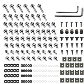 KKZOL Motorcycle Stainless Steel Fairing Bolt Kit 195Pcs Fairing Screws Clips Fasteners Compatiable with Honda Suzuki Yamaha Sportbike (Silver)