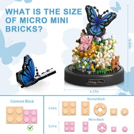 HIGH GODO Flower Bouquet Butterfly Building Set, Bonsai Tree Flowers Building Blocks with Dust Cover, 530 PCS Micro Bricks Botanical Collection Kit, Birthday Gift for Women Girlfriend Adults 12+