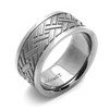 DoubleAccent 9MM Comfort Fit Titanium Wedding Band Herringbone Patterned Flat
